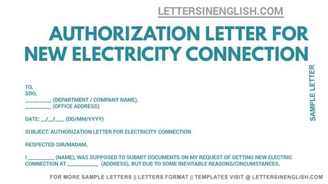 sample request letter for new electricity connection|Authorization Letter Connection of Electricity .